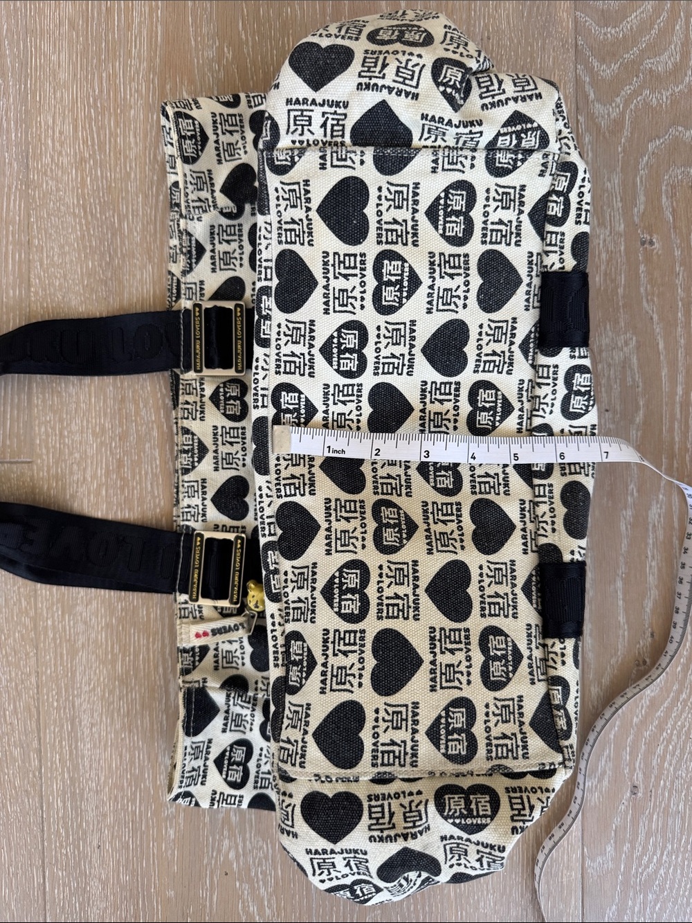Harajuku Lovers by Gwen Stefani Vintage Y2K Canvas Tote Bag in Black & Cream. - Picture 10 of 10